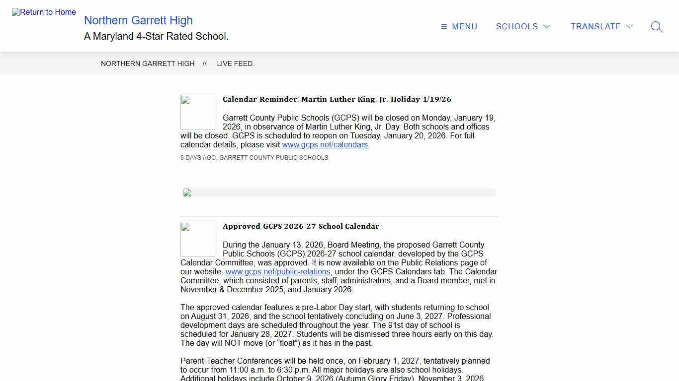 Live Feed Northern Garrett High